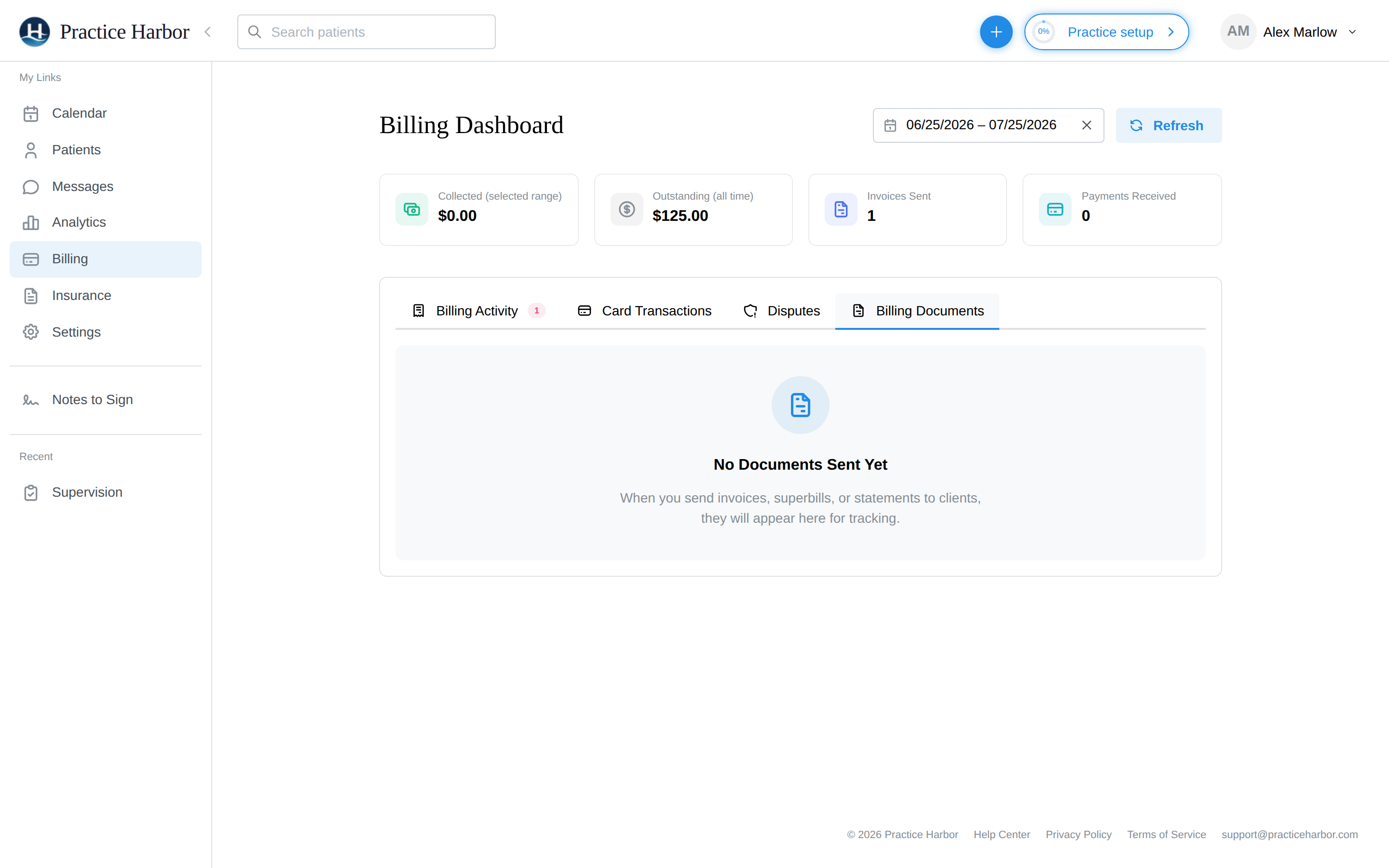 The Billing Documents tab