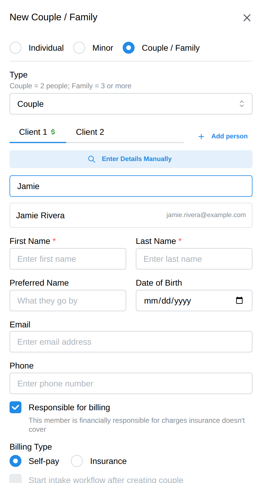 Adding an existing client as a group member