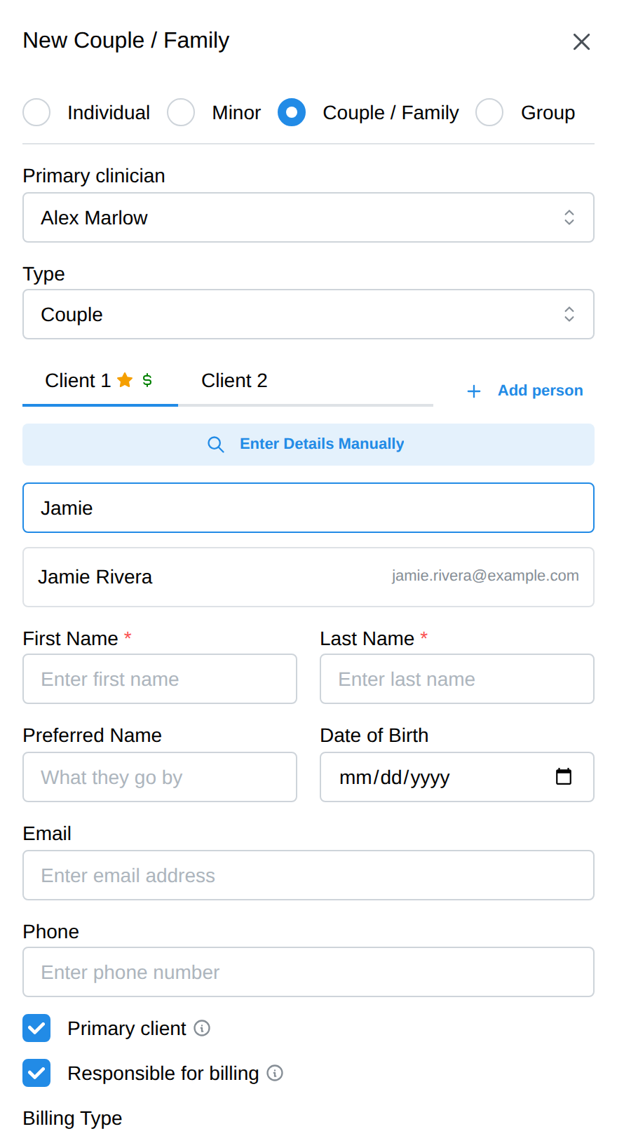 Adding an existing client as a group member