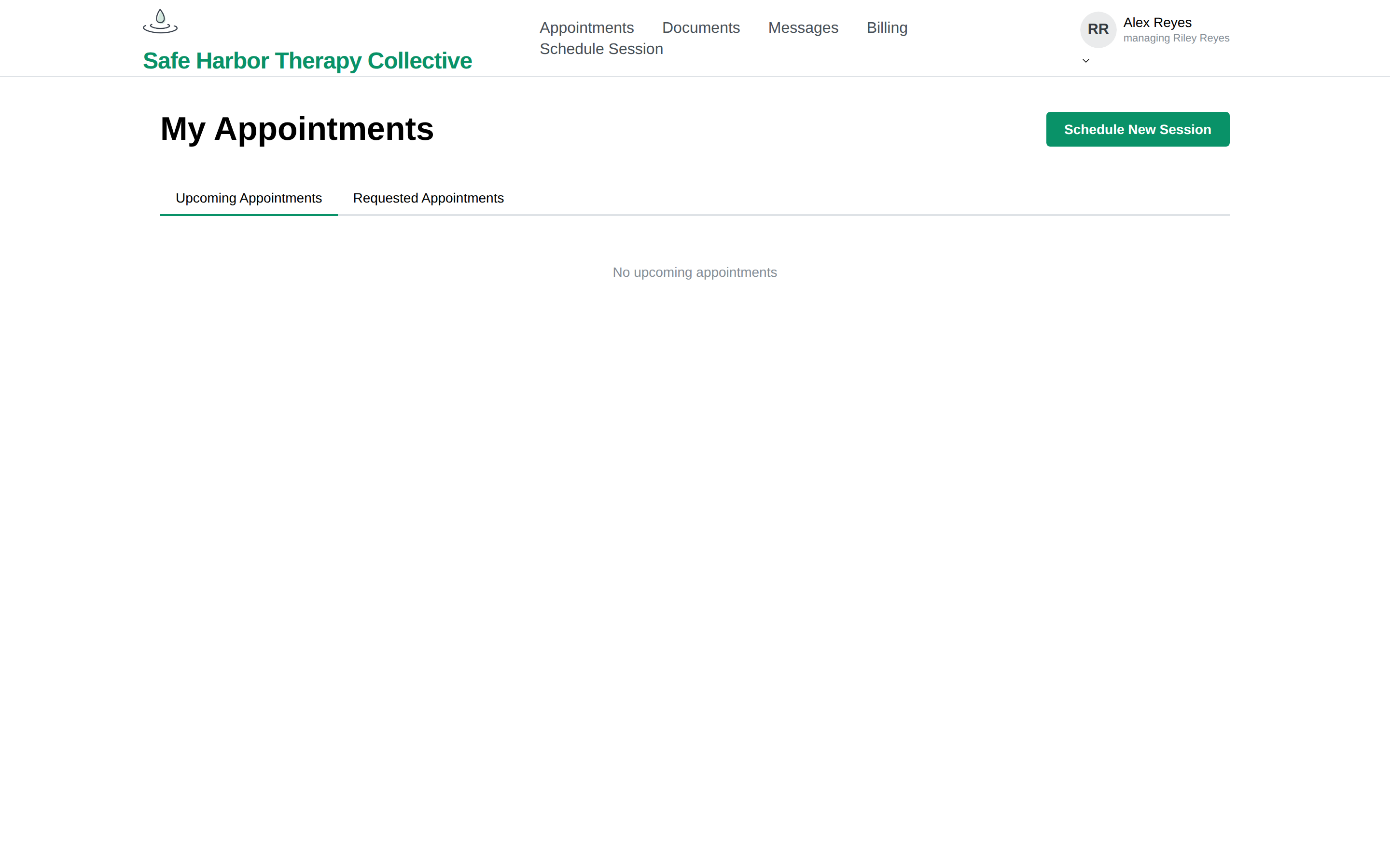 The My Appointments page
