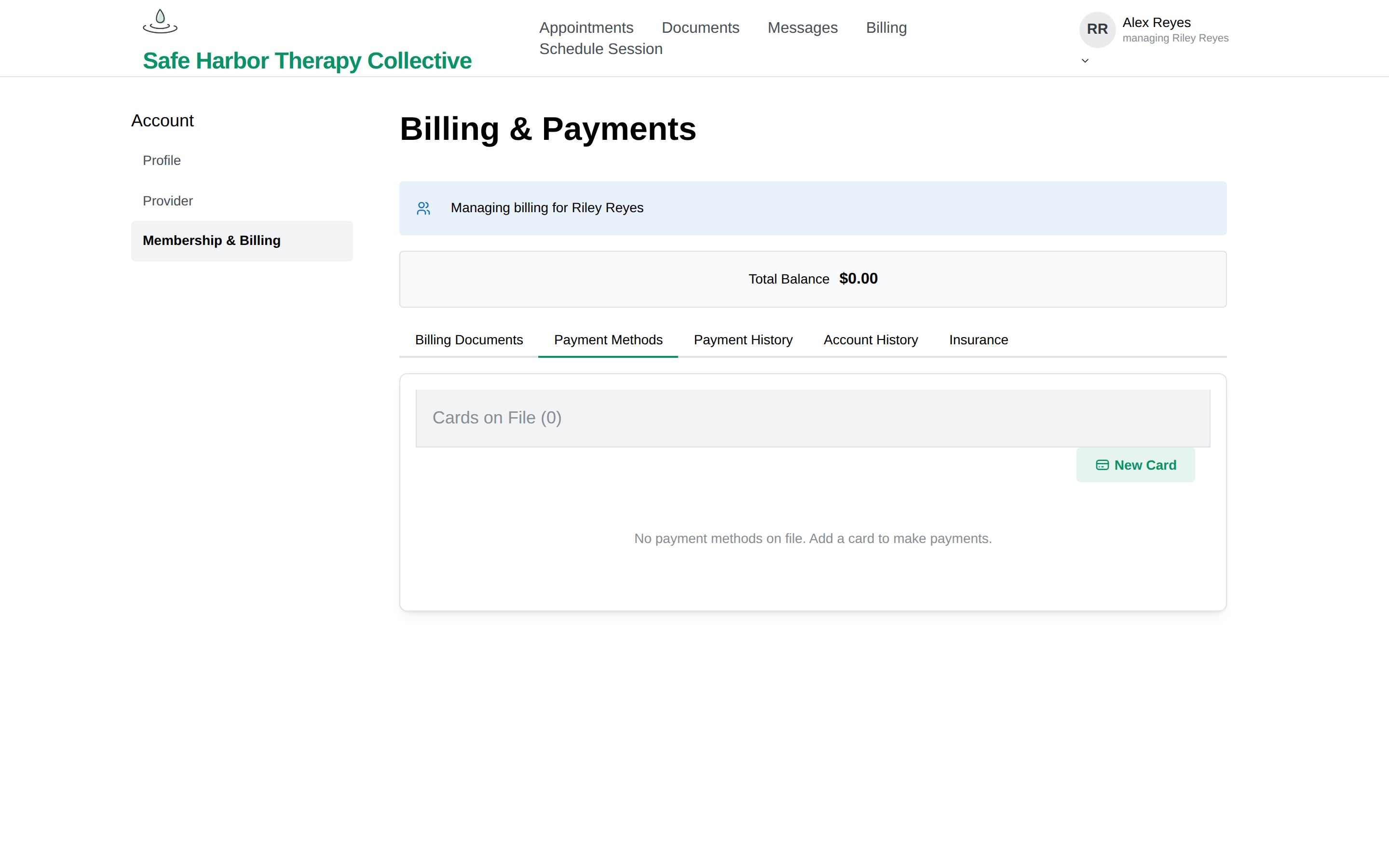 The Payment Methods tab