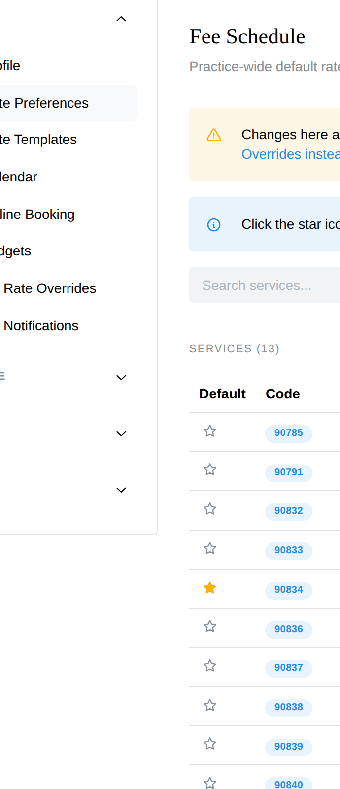 The Billing section of Settings