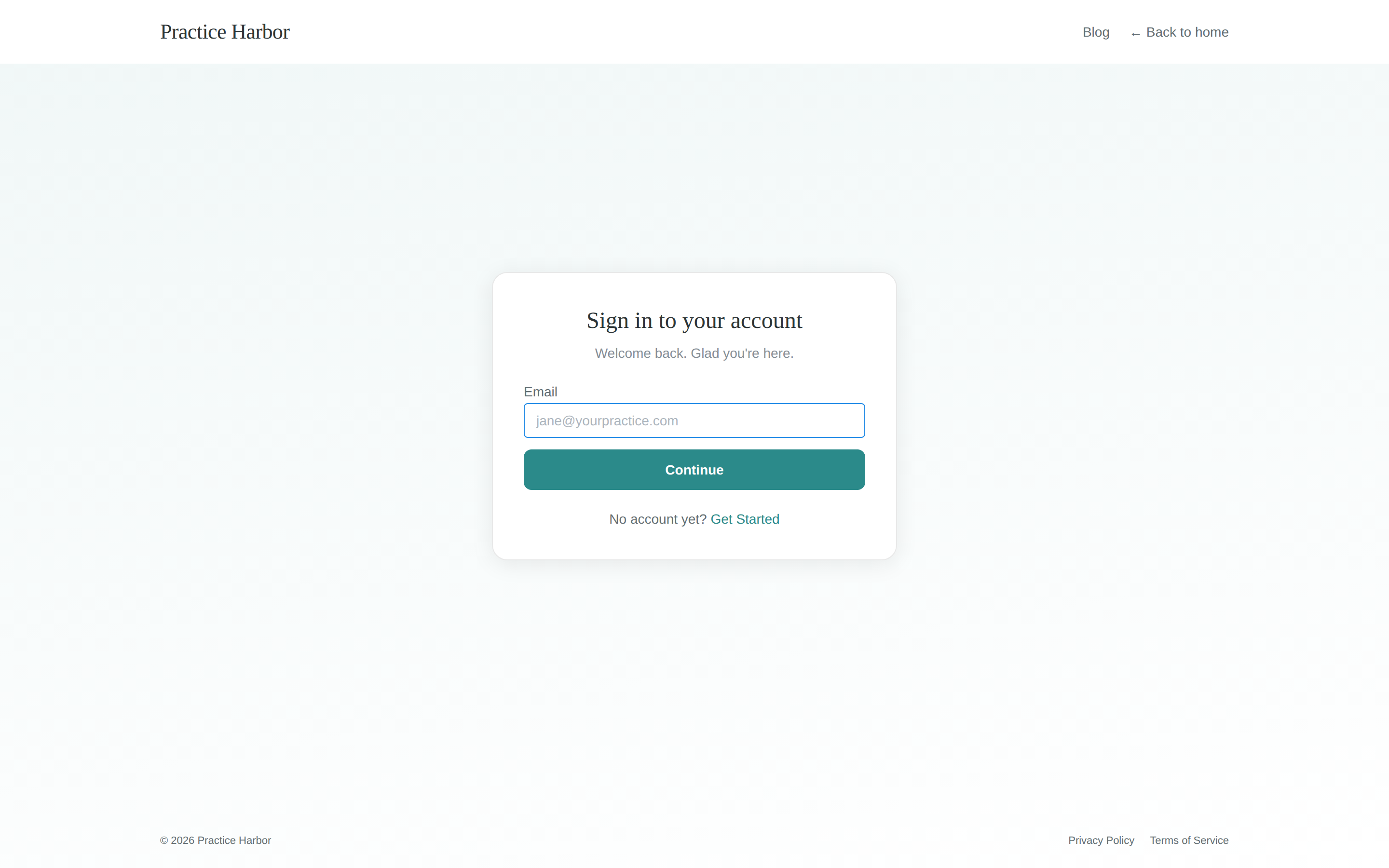 The sign-in page — enter your email first, then your password
